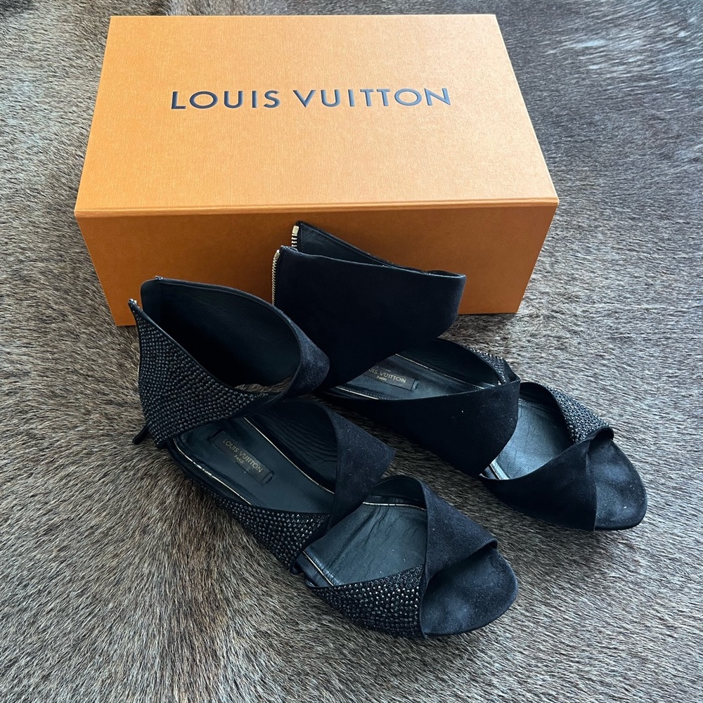 Authentic Black Louis Vuitton Sandals Size 38 1/2 - Picture 2 of 6